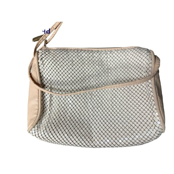 VTG Whiting & Davis Leather Crossbody Purse Bag Ivory Mesh Metal Zip Sma… - Picture 2 of 8
